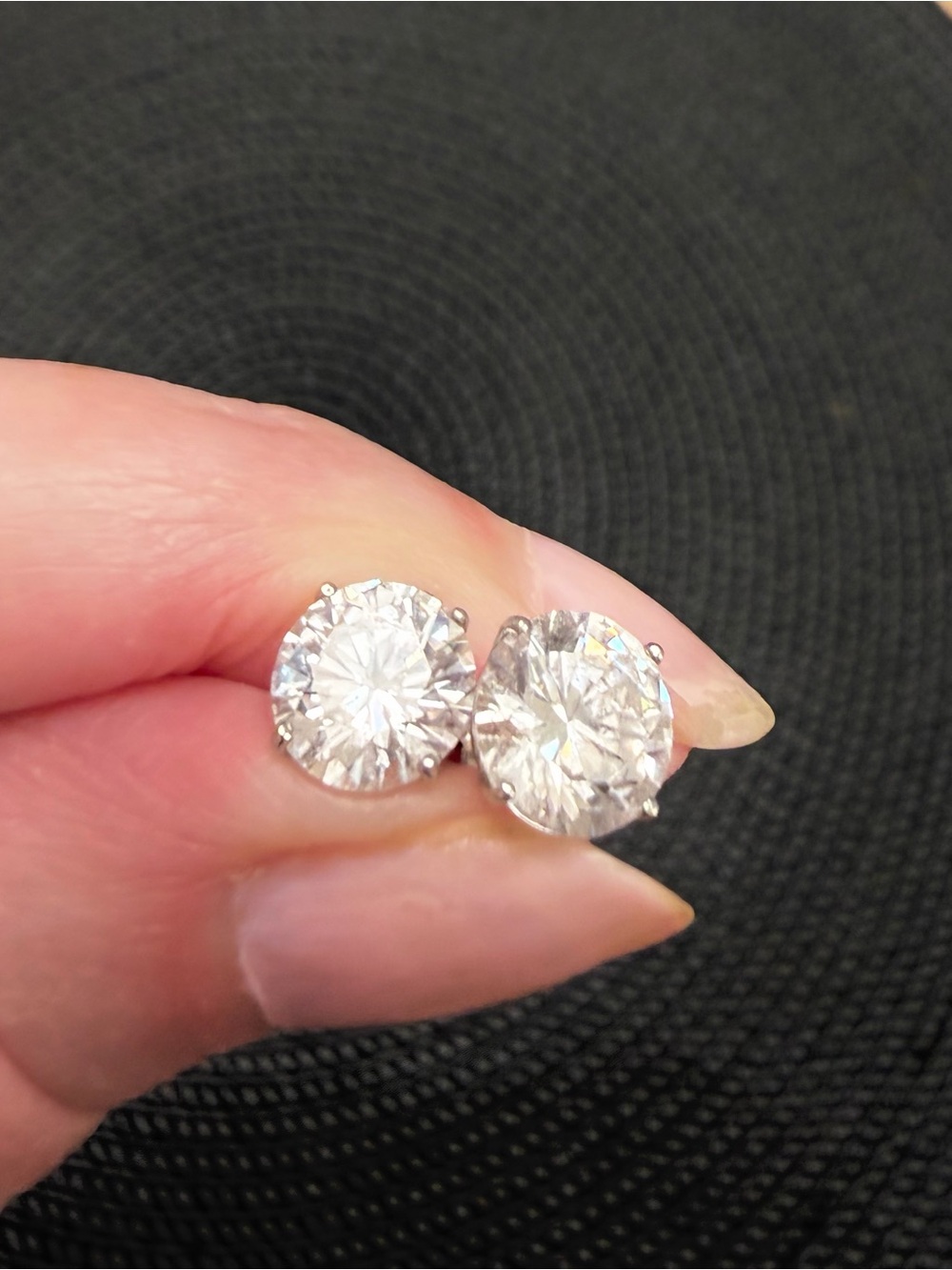 Pr of 3 carat brilliant CZ stud earrings.